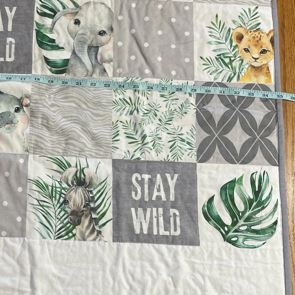 New Baby Patchwork Wild Animals Handmade Quilt 41x35